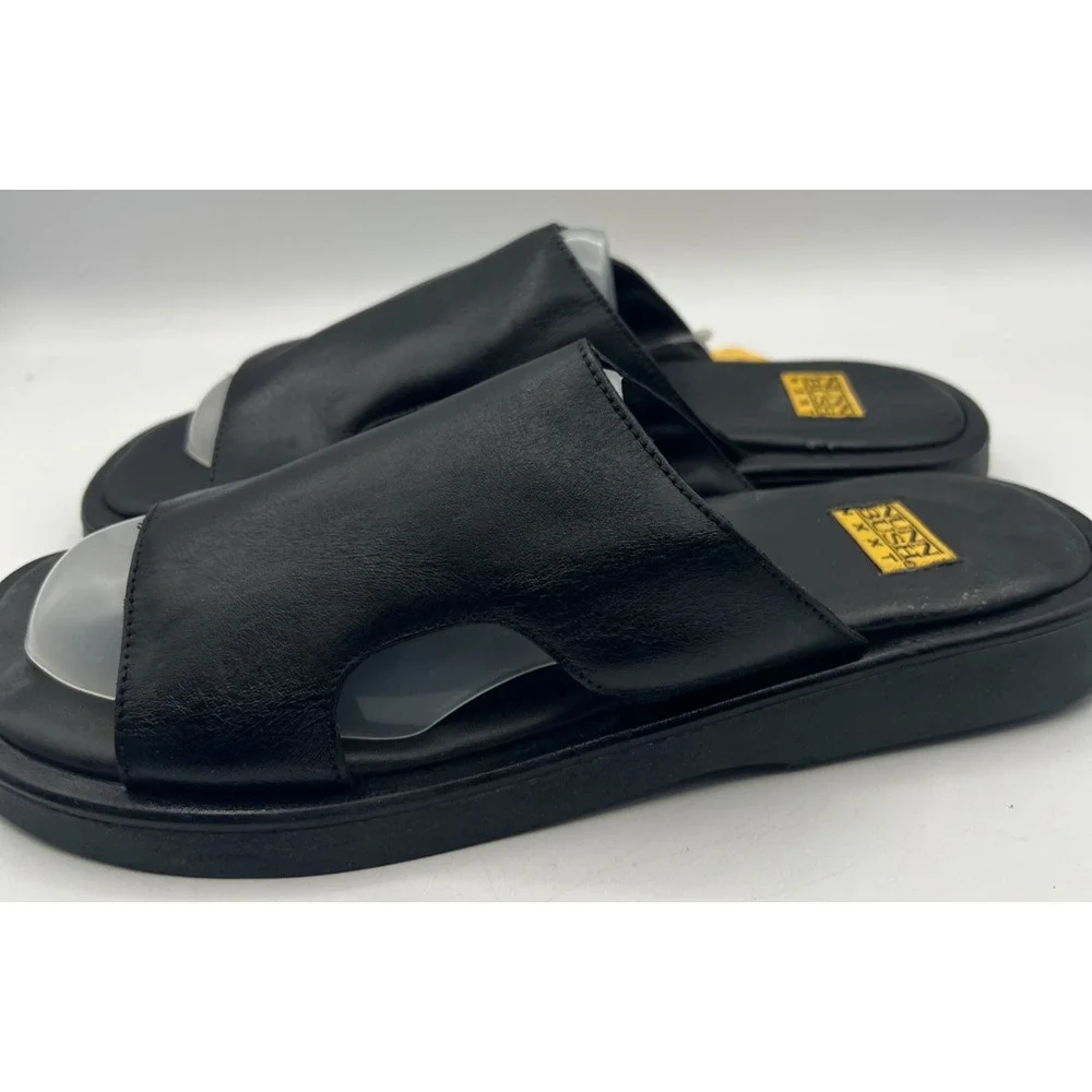 Nunn Bush NXXT Mens Slide Sandals Size 7 M Black Leather Slip On Shoes New Tags